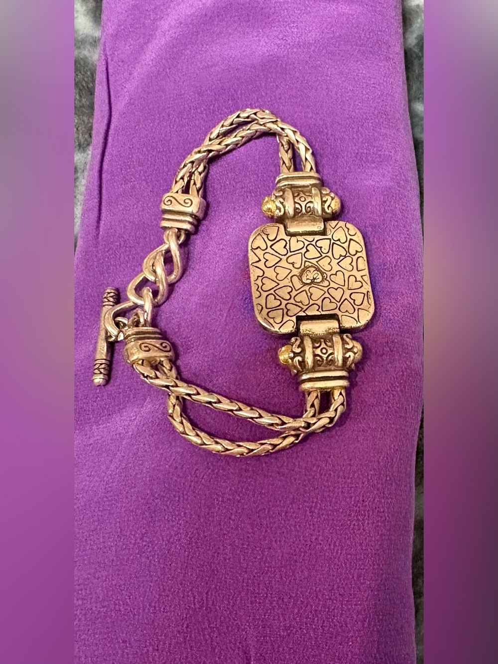 Brighton Ornate Square Medallion Toggle Bracelet Two Tone - Picture 5 of 6